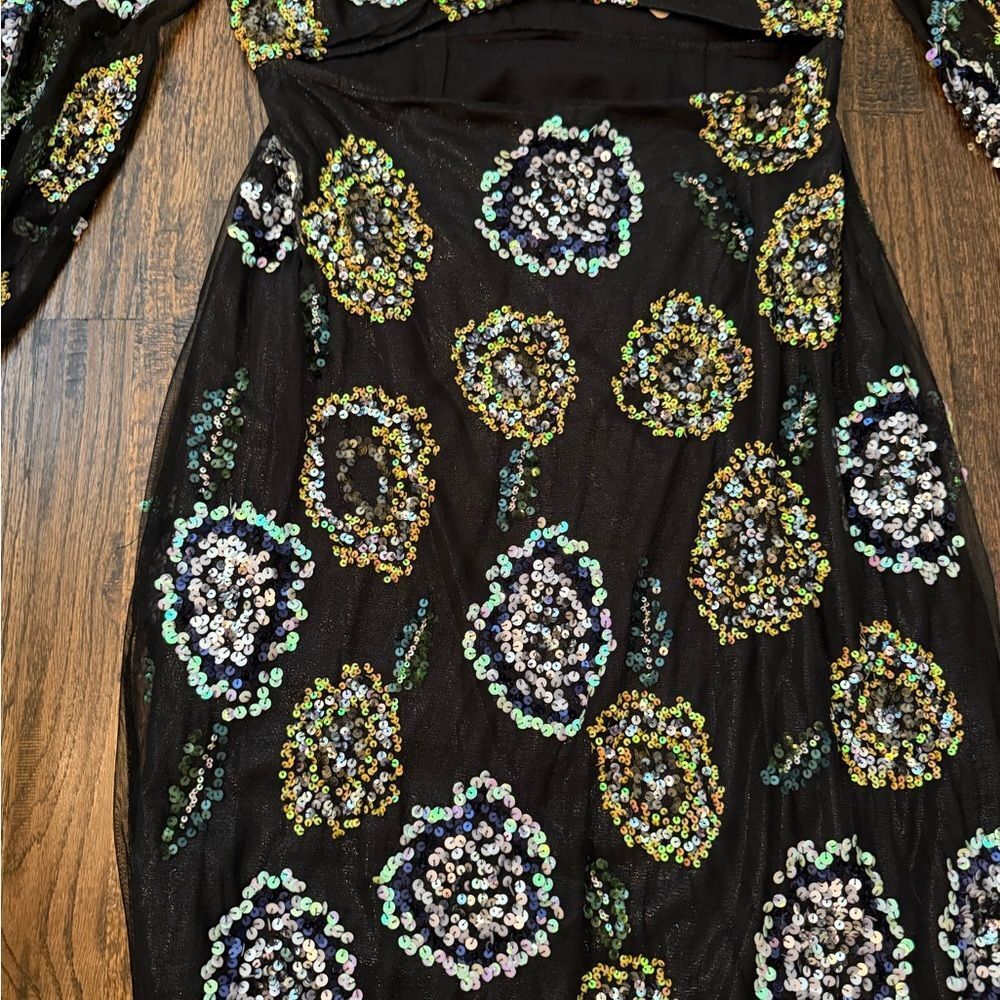 Anthropologie Floral Sequin Dress Let me Be-Q15 - Picture 9 of 14